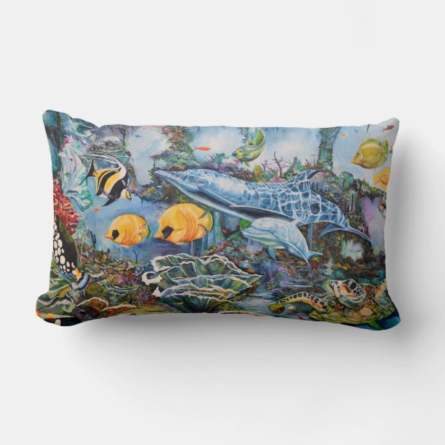 Colourful Marine Animals Lumbar Pillow (Front)