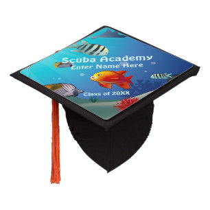 Colourful Marine Creatures Graduation Cap Topper