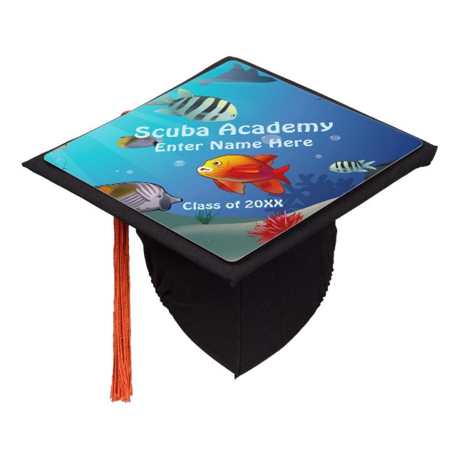 Colourful Marine Creatures Graduation Cap Topper (Angled)
