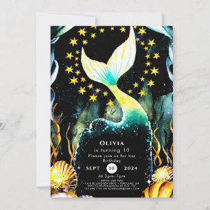 Colourful Marine Mermaid Birthday Invitation