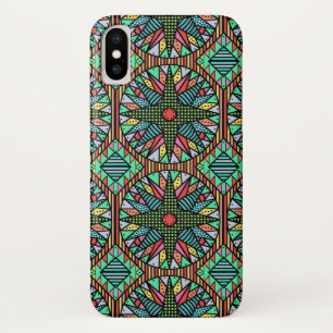 Colourful Mariner's Compass Quilt Pattern iPhone X Case