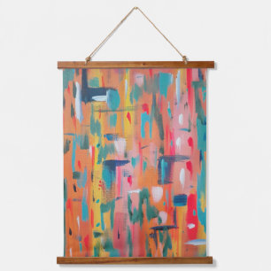 Colourful Mark Making Abstract Art  Hanging Tapestry