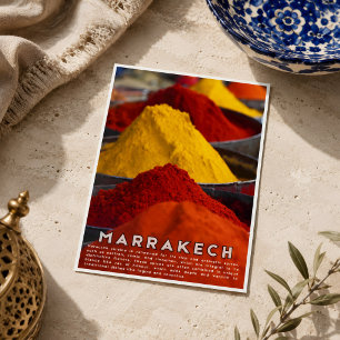 Colourful Marrakech Moroccan Medina Spices Postcard