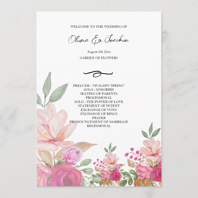 Colourful Marrissa Watercolor Hand-painted Prog Program (Front)