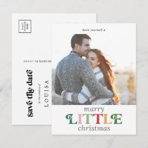 Colourful Marry Little Christmas Save the Date Holiday Postcard