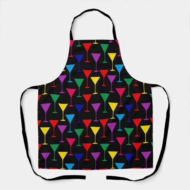 Colourful Martini Cocktail Pattern Apron (Front)