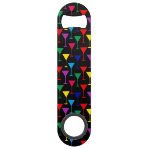 Colourful Martini Cocktail Pattern Bar Key