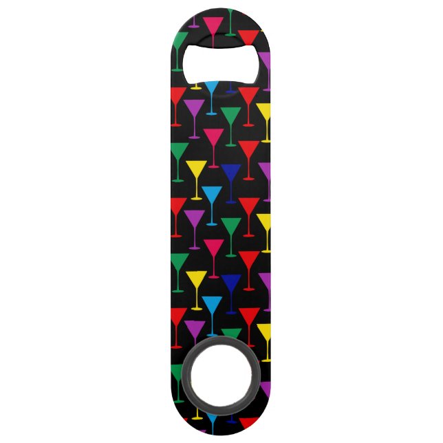 Colourful Martini Cocktail Pattern Bar Key (Front)