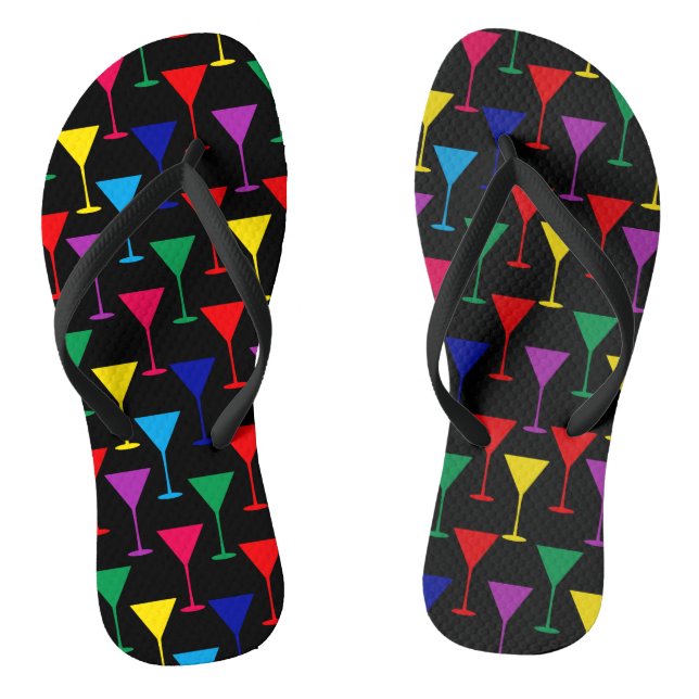 Colourful Martini Cocktail Pattern Flip Flops (Footbed)