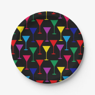 Colourful Martini Cocktail Pattern  Paper Plate