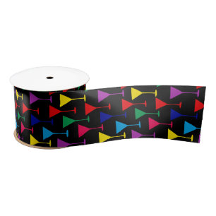 Colourful Martini Cocktail Pattern Satin Ribbon