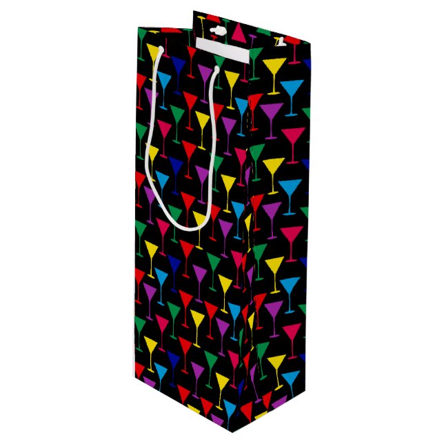 Colourful Martini Cocktail Pattern Wine Gift Bag (Front Angled)