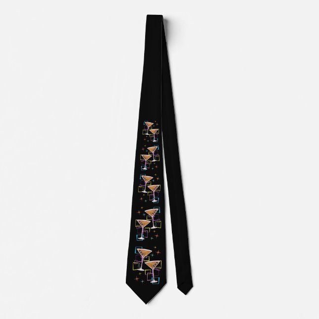 Colourful Martini Glass Neck Tie (Front)