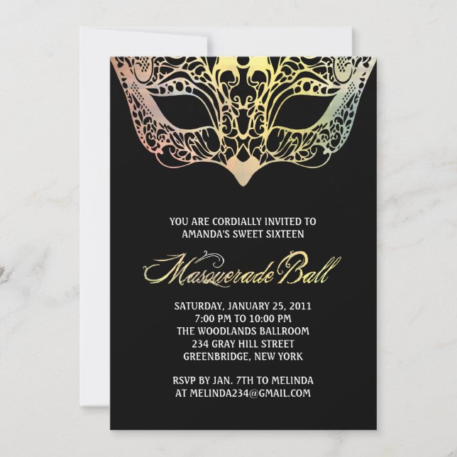 Colourful Mask Masquerade Invitations (Front)
