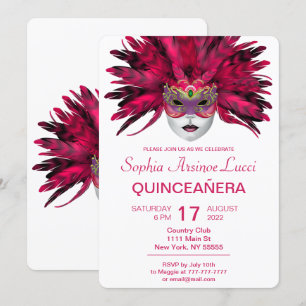 Colourful Masquerade Quinceañera Party Invitation