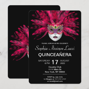 Colourful Masquerade Quinceañera Party Invitation
