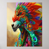 Colourful Masquerade Wolf Poster - Customizable Ar