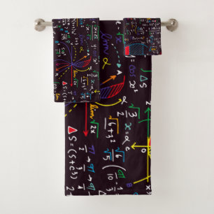 Colourful Math Equations and Formulas on Blackboar Bath Towel Set