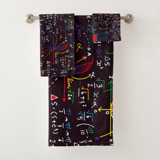 Colourful Math Equations and Formulas on Blackboar Bath Towel Set (Insitu)