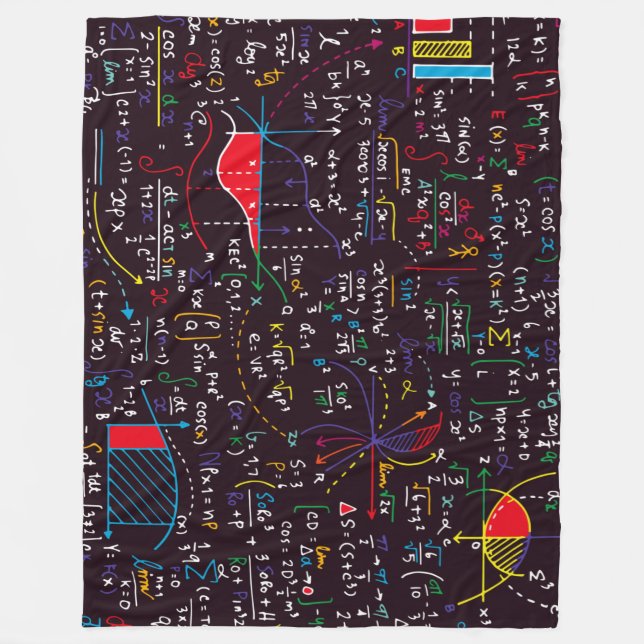 Colourful Math Equations and Formulas on Blackboar Fleece Blanket (Front)