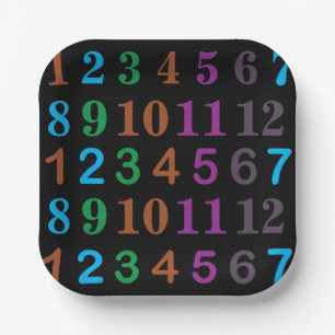 Colourful Math Numbers Party Paper Plate