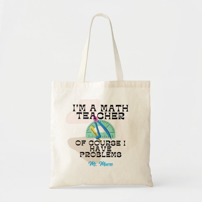 Colourful Math Teacher Canvas Tote Gift Bag (Front)