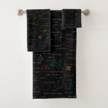 Colourful Mathematics Equations Math Formulas  Bath Towel Set<br><div class="desc">A colourful mathematics equations and formulas pattern on a black background. An ideal design for math teachers,  mathematic enthusiasts,  scientists,  math students,  mathematics tutors,  arithmetic etc. A modern math pattern for back to school students and teachers etc.</div>