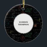 Colourful Mathematics Equations Math Formulas  Ceramic Ornament<br><div class="desc">A colourful mathematics equations and formulas pattern on a black background. An ideal design for math teachers,  mathematic enthusiasts,  scientists,  math students,  mathematics tutors,  arithmetic etc. A modern math pattern for back to school students and teachers etc.</div>