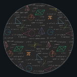 Colourful Mathematics Equations Math Formulas  Classic Round Sticker<br><div class="desc">A colourful mathematics equations and formulas pattern on a black background. An ideal design for math teachers,  mathematic enthusiasts,  scientists,  math students,  mathematics tutors,  arithmetic etc. A modern math pattern for back to school students and teachers etc.</div>