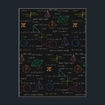 Colourful Mathematics Equations Math Formulas  Holiday Postcard<br><div class="desc">A colourful mathematics equations and formulas pattern on a black background. An ideal design for math teachers,  mathematic enthusiasts,  scientists,  math students,  mathematics tutors,  arithmetic etc. A modern math pattern for back to school students and teachers etc.</div>