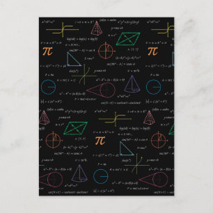 Colourful Mathematics Equations Math Formulas  Holiday Postcard