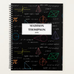 Colourful Mathematics Equations Math Formulas  Planner<br><div class="desc">A colourful mathematics equations and formulas pattern on a black background. An ideal design for math teachers,  mathematic enthusiasts,  scientists,  math students,  mathematics tutors,  arithmetic etc. A modern math pattern for back to school students and teachers etc.</div>