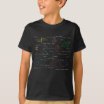 Colourful Mathematics Equations Math Formulas  T-Shirt<br><div class="desc">A colourful mathematics equations and formulas pattern on a black background. An ideal design for math teachers,  mathematic enthusiasts,  scientists,  math students,  mathematics tutors,  arithmetic etc. A modern math pattern for back to school students and teachers etc.</div>