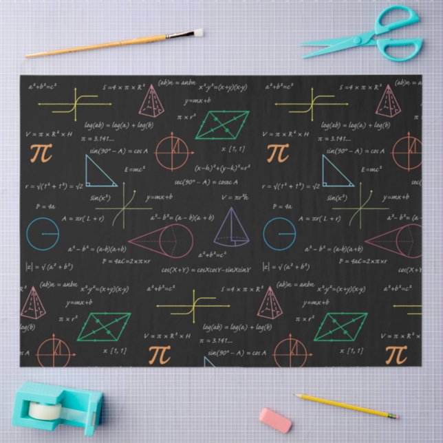 Colourful Mathematics Equations Math Formulas  Tissue Paper (Craft)