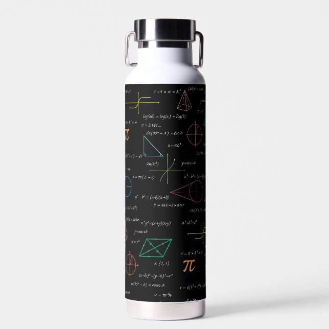 Colourful Mathematics Equations Math Formulas  Water Bottle (Front)
