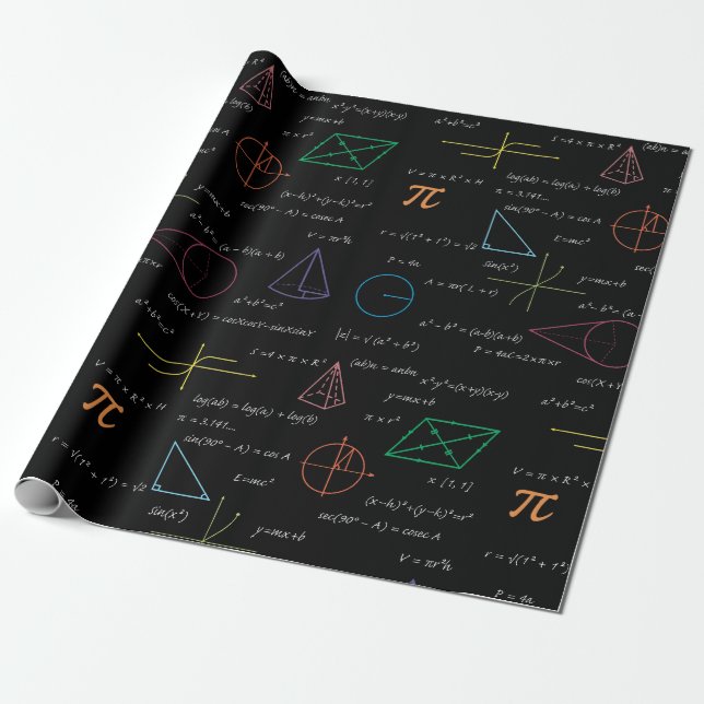 Colourful Mathematics Equations Math Formulas  Wrapping Paper (Unrolled)