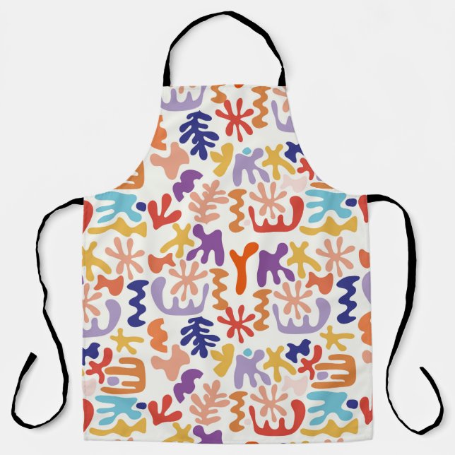 Colourful Matisse Pattern Abstract Botanical Shape Apron (Front)