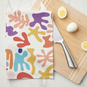 Colourful Matisse Pattern Abstract Botanical Shape Kitchen Towel