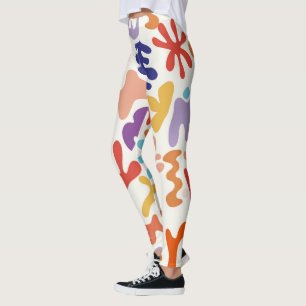 Colourful Matisse Pattern Abstract Botanical Shape Leggings
