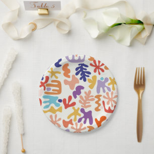 Colourful Matisse Pattern Abstract Botanical Shape Paper Plate