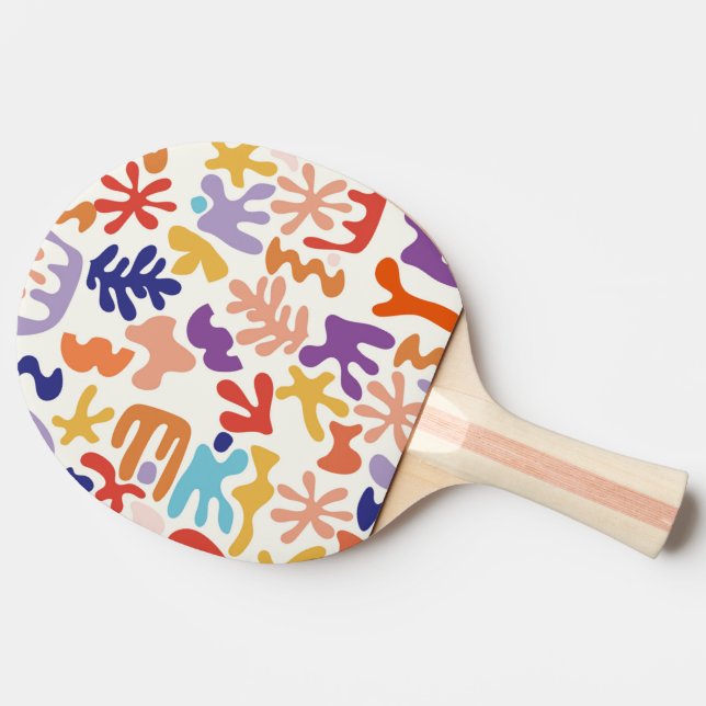 Colourful Matisse Pattern Abstract Botanical Shape Ping Pong Paddle (Side)