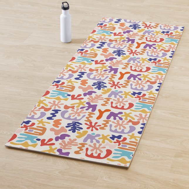 Colourful Matisse Pattern Abstract Botanical Shape Yoga Mat (In Situ)
