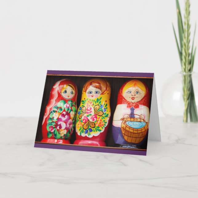 Colourful Matryoshka Dolls Card (Front)