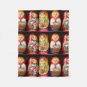 Colourful Matryoshka Dolls Fleece Blanket