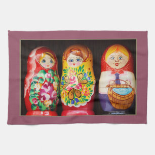 Colourful Matryoshka Dolls Kitchen Towel