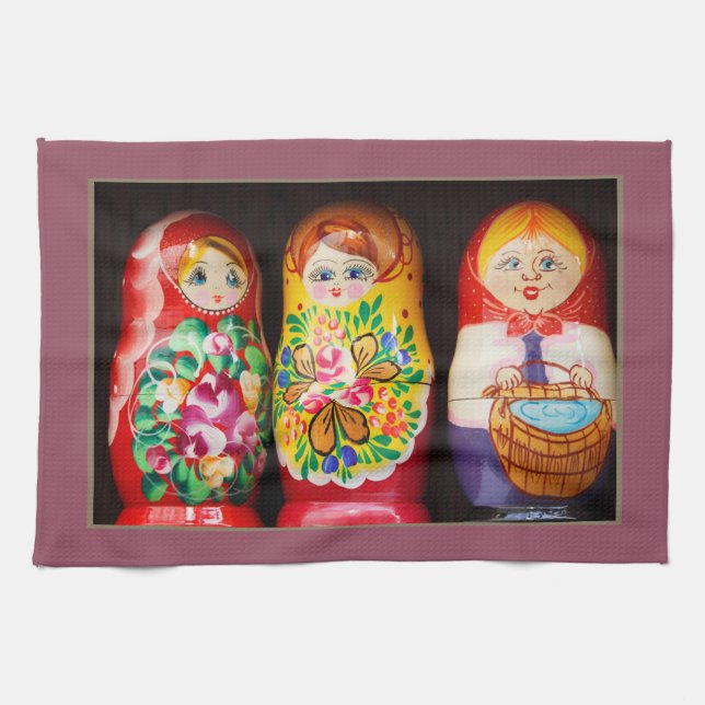 Colourful Matryoshka Dolls Kitchen Towel (Horizontal)