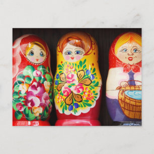Colourful Matryoshka Dolls Postcard