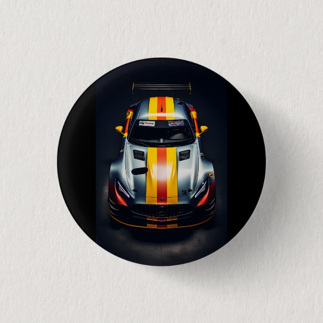 Colourful Matte Race Car Printed Button (Front)