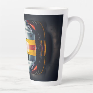 Colourful Matte Race Car Printed White Latte Mug