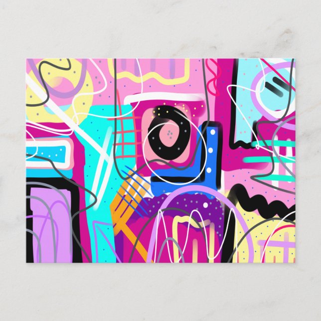 Colourful Maximalist Expressive Abstract  Postcard (Front)
